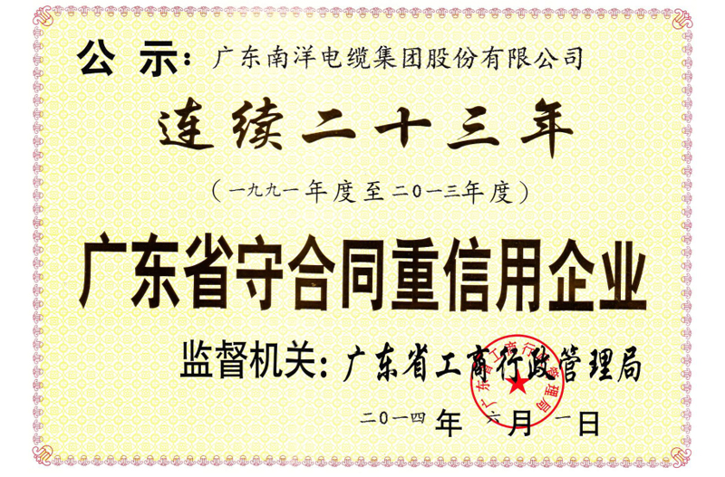 荣获连续二十三年守合同重信用证书.jpg